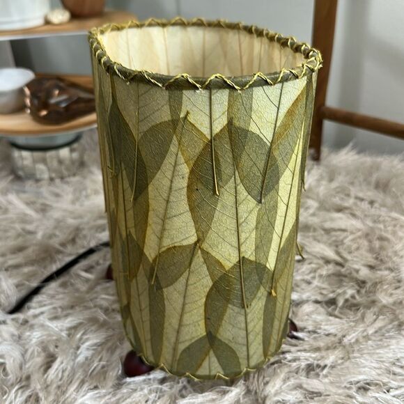 Green Guyabano & Cocoa Leaf Small Oval Accent Table Lamp Natural Boho - Picture 3 of 17
